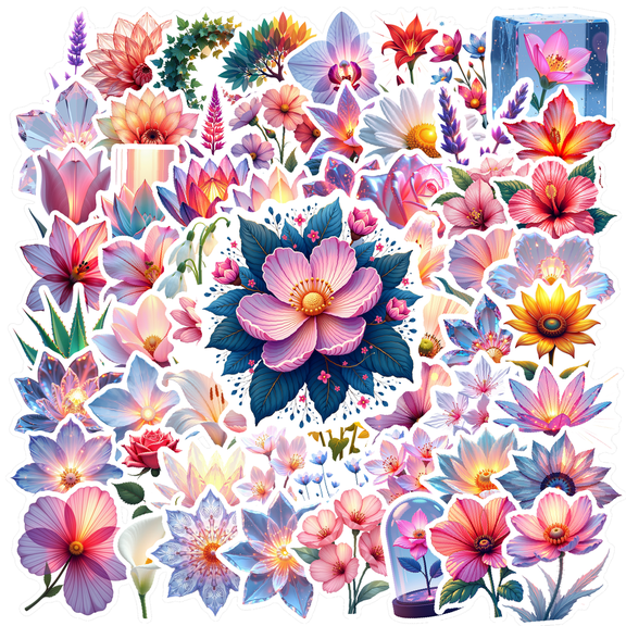 Aesthetic Flower Stickers, Waterproof Flower Sticker for Water Bottle Laptop Phone Cases Planner Skateboard Luggage Helmet Party Favor Decor, Ideal for Adults Teens Teacher Rewards