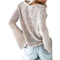 thumbnail image 2 of Long Sleeve Hollow-Up V-Neck Women Drawstring Knit Sweater Tops, 2 of 3