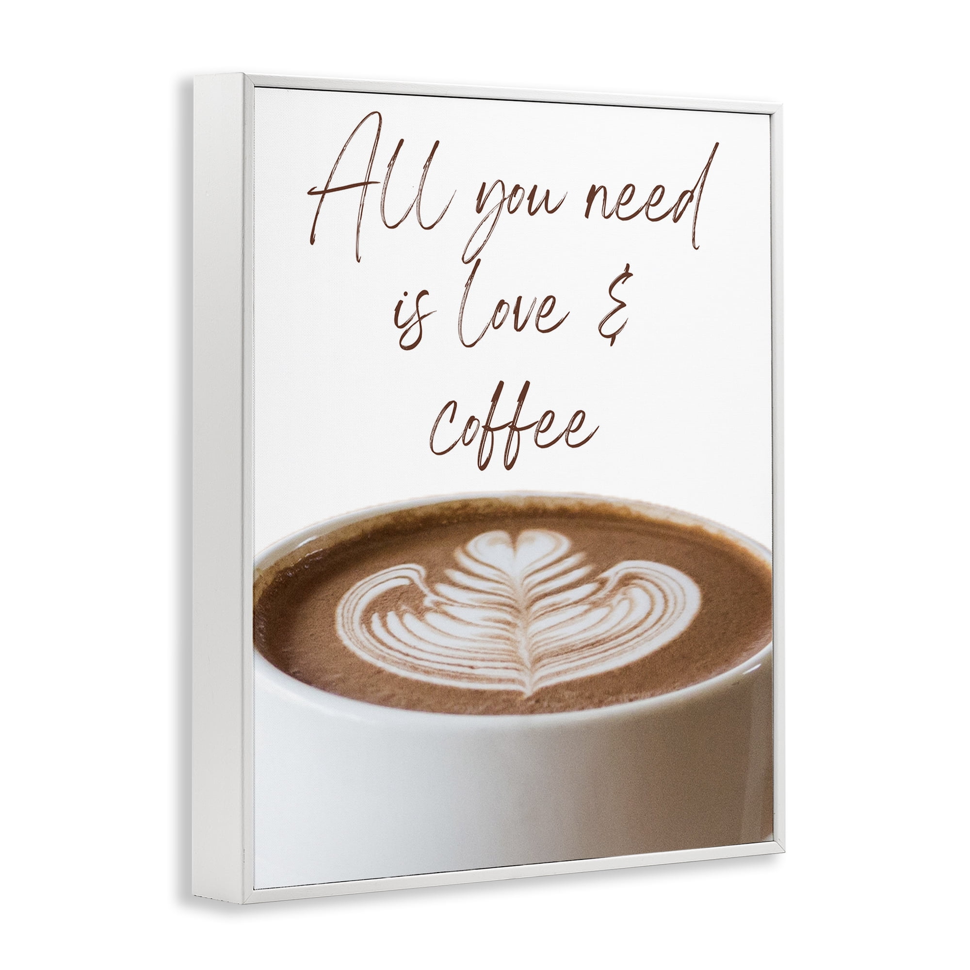 Stupell Industries All You Need Love & Coffee White Framed Giclee Art, design by Jesse Keith