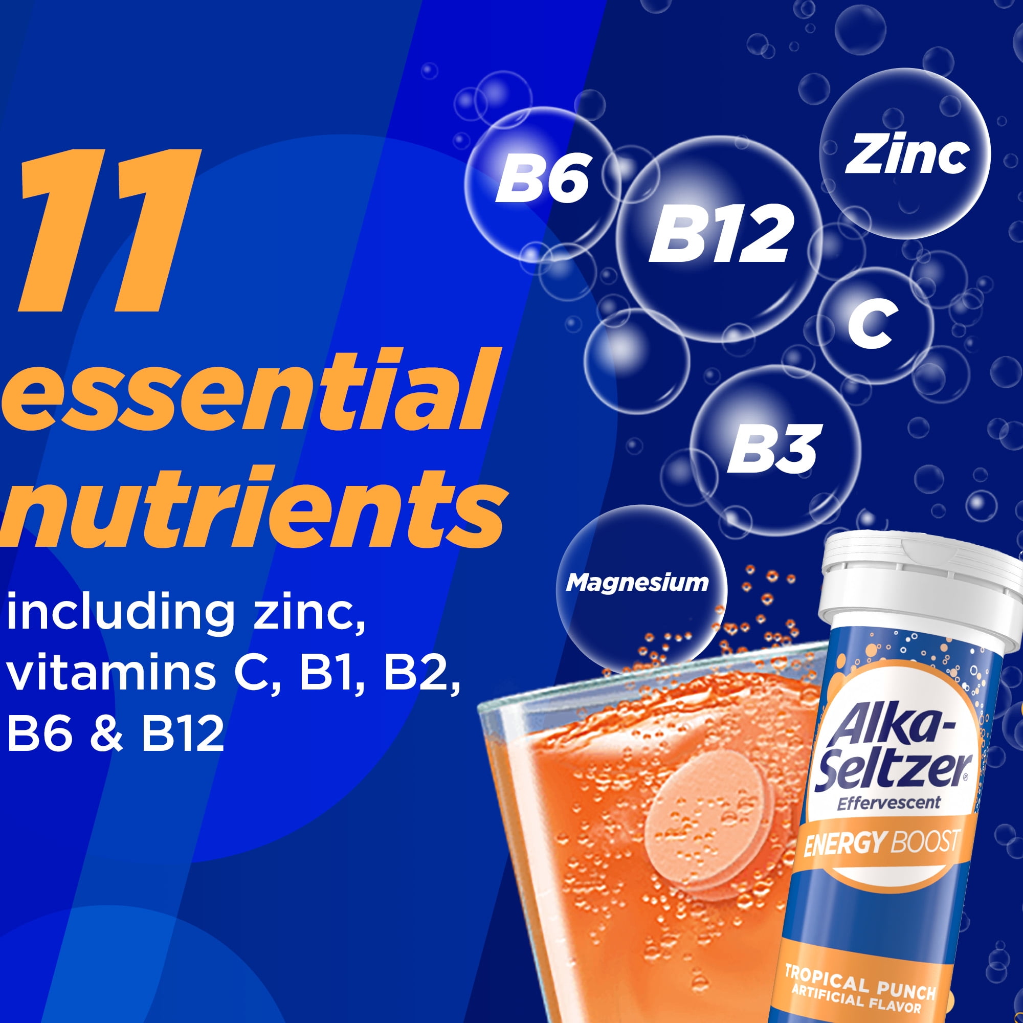 Alka-Seltzer Energy Boost, Caffeine and Vitamin B Supports Mental Sharpness and Physical Energy, 10 Count