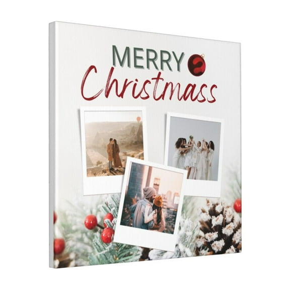 Custom Canvas Prints White Minimal Christmas Personalized Photo Image Collage DIY Framed Kit Wall Art Picture Room Decor 18x18 inch