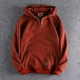 thumbnail image 3 of Men's Half Zip Baggy Hoodie, Heavyweight Vintage Pullover Long Sleeve Hooded Sweatshirt with Pockets for Casual Streetwear,Brown,2XL, 3 of 6