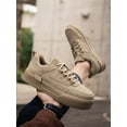 thumbnail image 1 of Men's Solid Color Grey Lace-up Front Sports Skate Shoes, Minimalist Style Round Toe Thick Bottom Height Increasing Athletic Shoes, 1 of 4