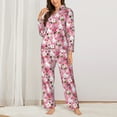 thumbnail image 2 of Pofeuu Rose Rabbit Print Womens Pajamas Set Long Sleeve Sleepwear Button Down Nightwear Soft Pj Lounge Sets Button Down Pajamas Women-X-Large, 2 of 7