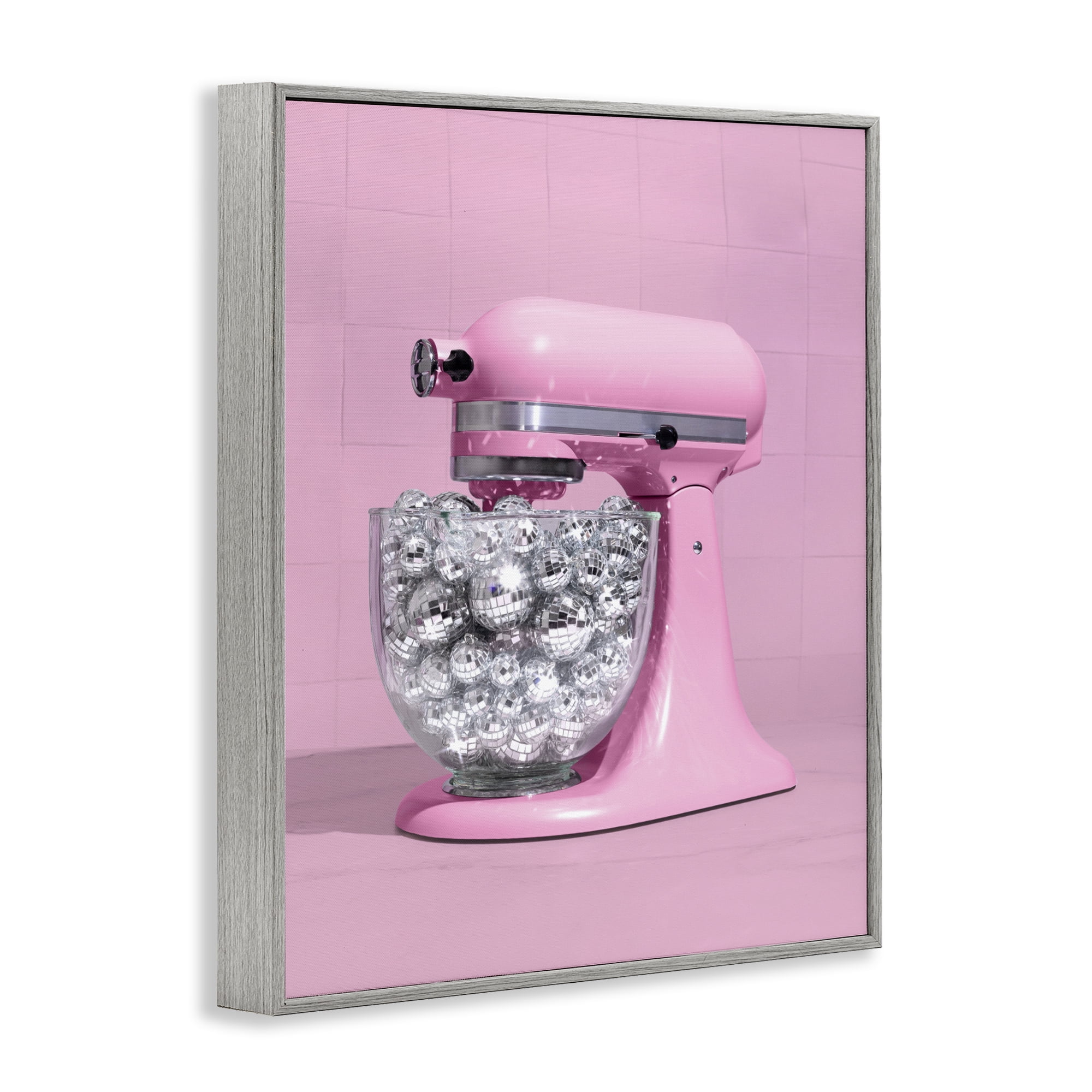 Stupell Industries Disco Kitchen Mixer over Pink Gray Framed Giclee Art, design by LISH Creative