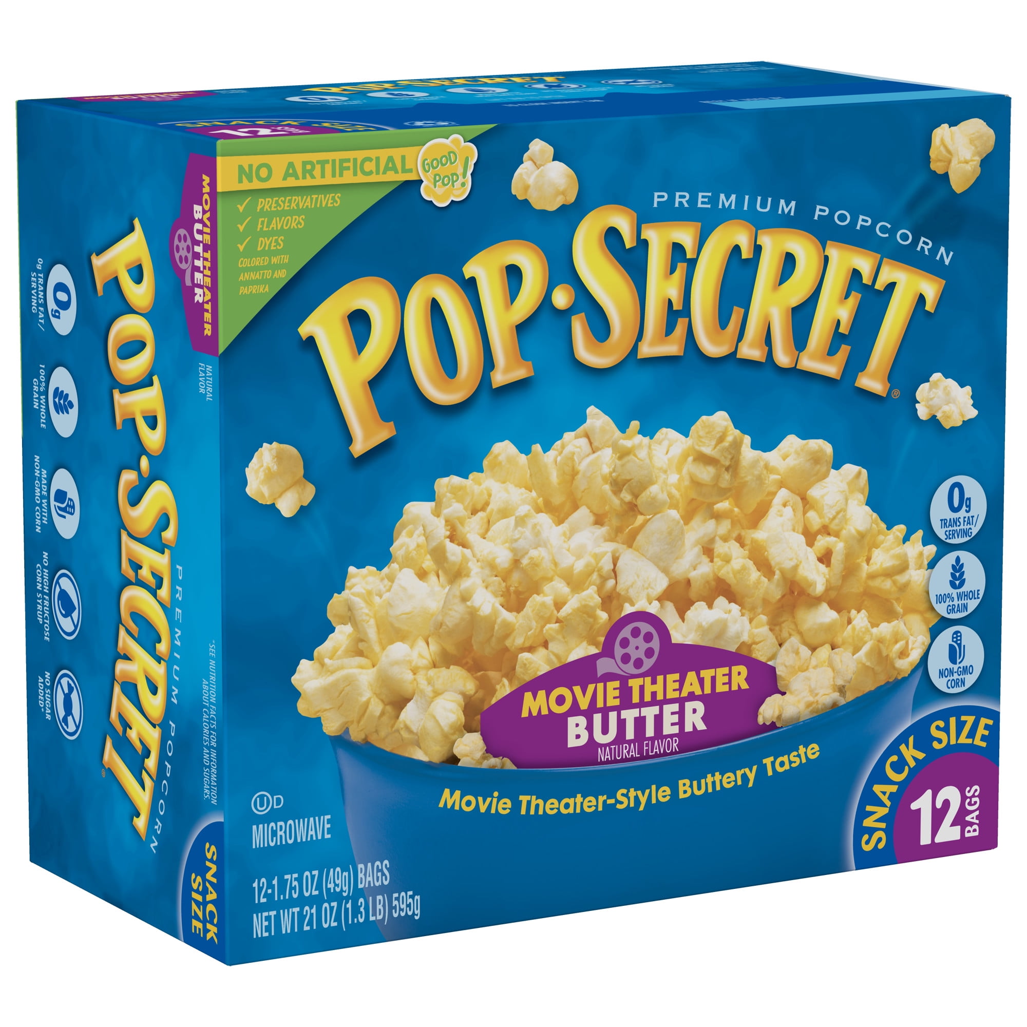 Pop Secret Movie Theater Butter Microwave Popcorn Snack Size 1 75 Oz Bags 12 Ct Walmart Com Walmart Com