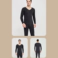 thumbnail image 2 of Sonducket Conjunto de ropa interior térmica para hombre, engrosamiento de terciopelo, sin costuras, para invierno, hogar, escuela, capa básica, Ropa interior Negro, 2 of 6