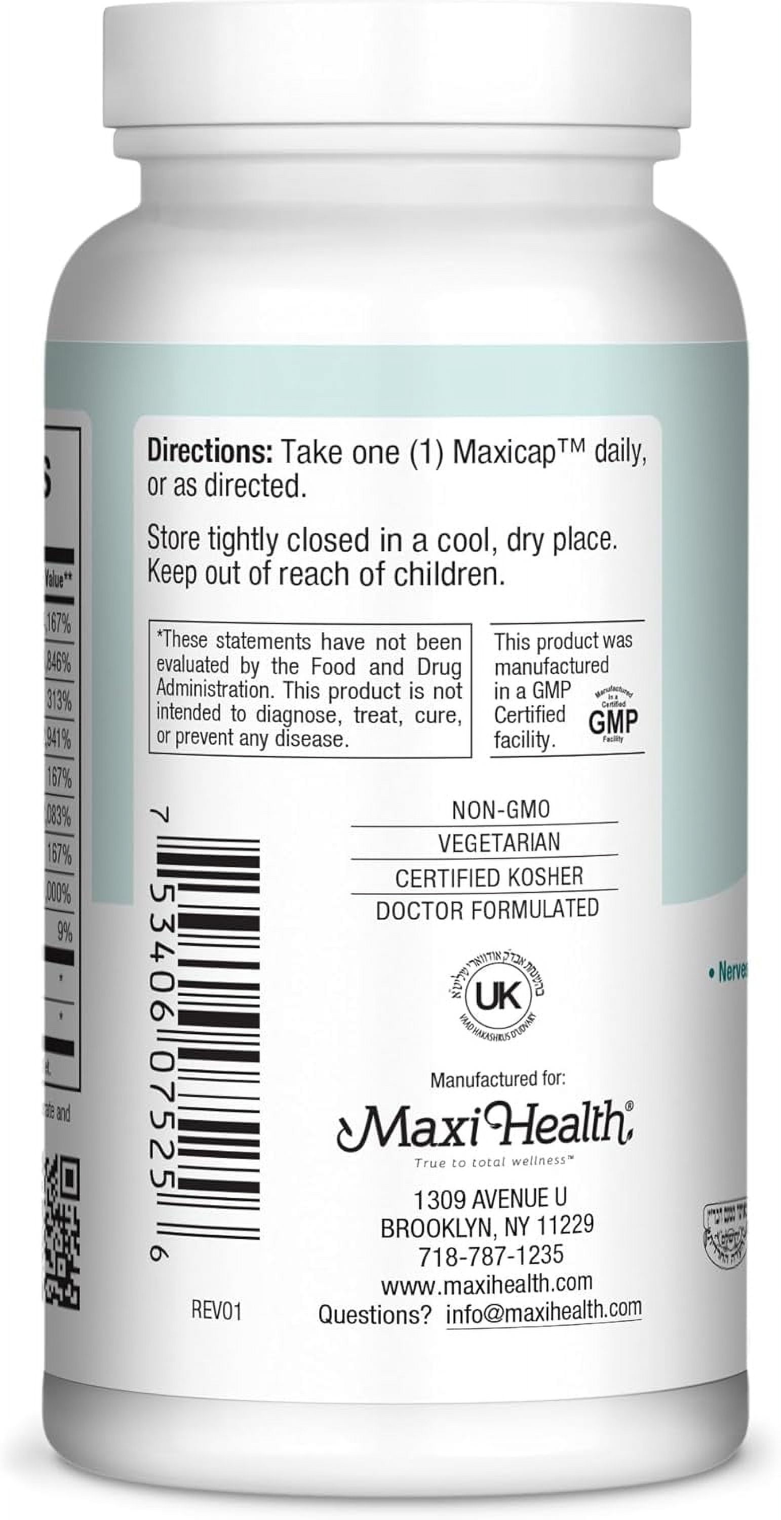 Maxi-Health Vitamin B-50 Complex - with Inositol & Biotin - Stress Formula - 250 Capsules - Kosher