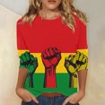 thumbnail image 2 of Penkiiy Black History Month Shirts for Women Women's Black Month Printed Round Neck 3/4 Sleeve T-shirt Top 2XL Multicolor, 2 of 5