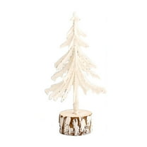 Christmas Tree 10.24inch Artificial Christmas Trees Mini Sisal Snow Frost Trees with Wooden Base European Style White Desktop Christmas Tree for Christmas Party Home Table Craft Decorations