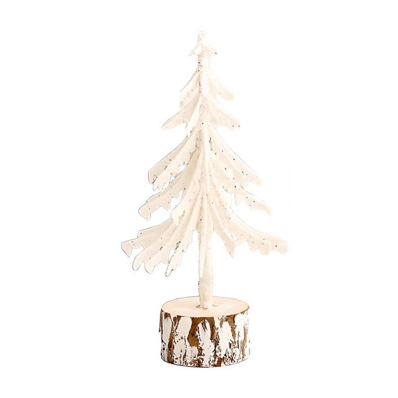 Christmas Tree 10.24inch Artificial Christmas Trees Mini Sisal Snow Frost Trees with Wooden Base European Style White Desktop Christmas Tree for Christmas Party Home Table Craft Decorations