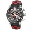 Akribos XXIV Men's Quartz Chronograph CheckeRed Leather Strap Watch
