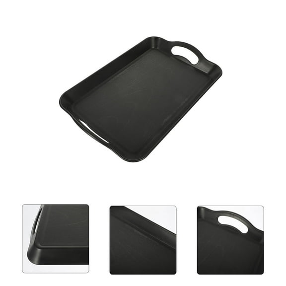 SOPOTUTU Black Serving Tray with Handles for Cakes Tea Snacks and Fruit Display