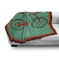 thumbnail image 3 of Bicycle Soft Flannel Fleece Throw Blanket, Design of a Bike in Desi Art Style Folkloric Framework, Cozy Plush for Indoor and Outdoor Use, 60" x 80", Green Brown Orange, by Ambesonne, 3 of 6