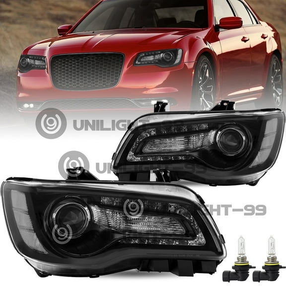 For 2011-2023 Chrysler 300 Headlight LED DRL Projector Black Clear Lens Headlamp