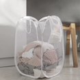 thumbnail image 5 of Cesto de ropa colgante, Bolsa de ropa sucia plegable, Cesto de ropa de malla plegable, Cesto de ropa, Cesto de ropa plegable para armario, dormitorio, baño (blanco), 5 of 5