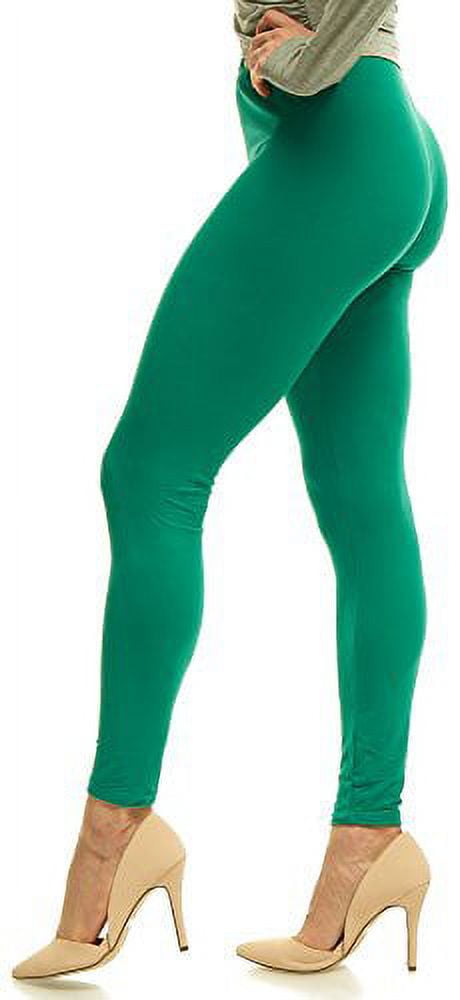 LMB Lush Moda Women's Leggings Basic Polyester - Extra Buttery Soft with  Slimming Fit for Casual Wear, Lounging, Yoga, Exercise and Layering - Many  Colors - Green XS - L 