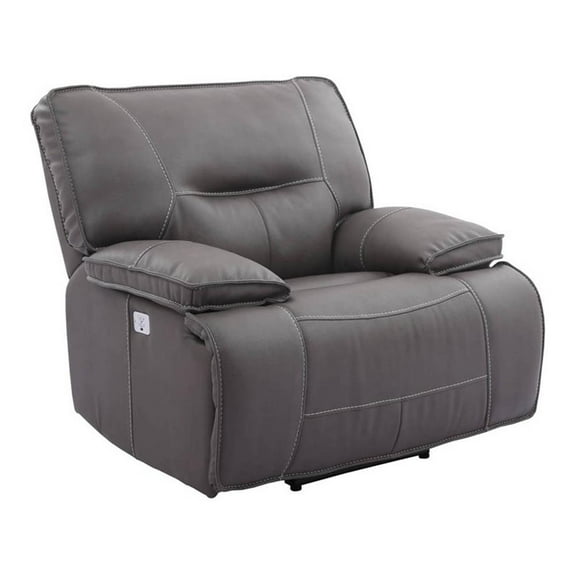 Pemberly Row Modern Fabric Power Recliner in Haze Gray Finish