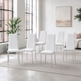 thumbnail image 4 of Ciphrias White PU Leather Dining Chairs Set of 6 Tufted Silver Metal Legs 38 in, 4 of 7