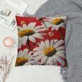thumbnail image 2 of Fenyluxe Decorative Couch Throw Pillow Covers, Square Set Cushion Case, Soft Couch Pillow Covers - Red Flower and White Daisy White, 2 of 5