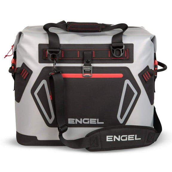 ENGEL Soft Sided Cooler HD30 - 32 Qt, 48 Cans, Light Gray/Red