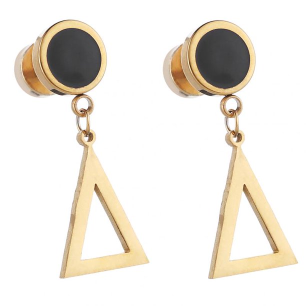 1 par de pendientes de perno prisionero con colgante triangular hueco de acero inoxidable Oro Sunnimix Pendientes Mujer Chica Stud