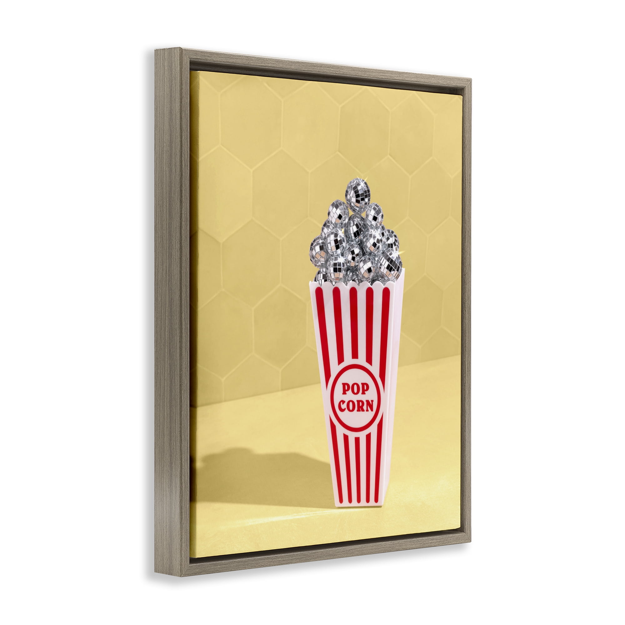 Stupell Industries Disco Filled Popcorn Brown Framed Floater Canvas Wall Art, design by LISH Creative