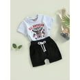 thumbnail image 4 of Baby Boy Clothes Toddler Summer Outfit Short Sleeve T-Shirt Tee Tops Joggers Casual Shorts 2Pcs Set Western 6M 12M 18M 24M 3Y, 4 of 10