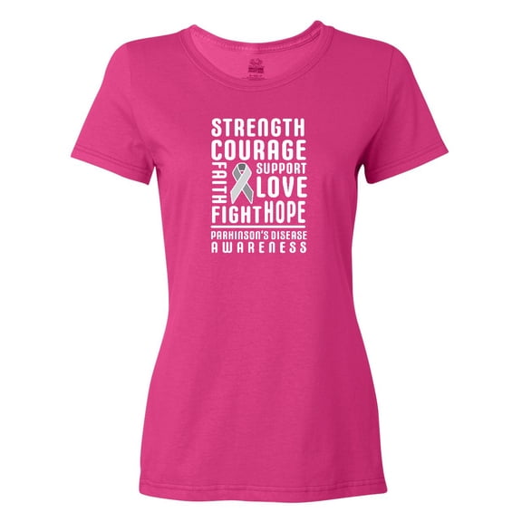 Inktastic Parkinson Disease Awareness Strength Courage and Support Women's T-Shirt