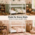 thumbnail image 3 of SESSLIFE Twin House Bed for Kids, Solid Wood House Bed Frame for Boys and Girls, Toddler-Friendly Design with Safety Guardrails, Sturdy Platform Support, No Box Spring Needed, 250 lbs, White, 3 of 9