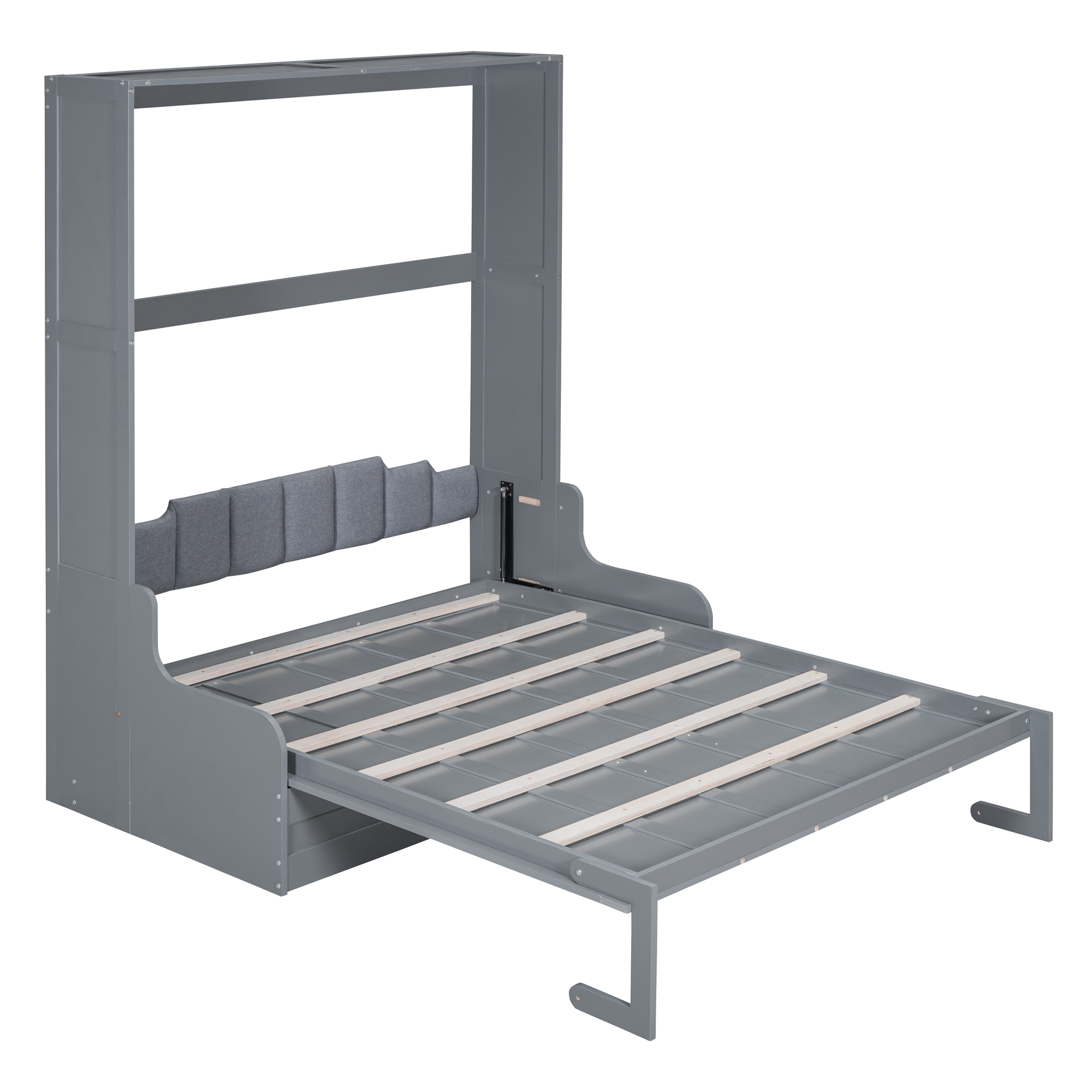 Mintazer Queen Size Murphy Bed with Sofa, Modern Foldable Wall Bed with Cushions for Bedroom Apartment Guest Room, Gray