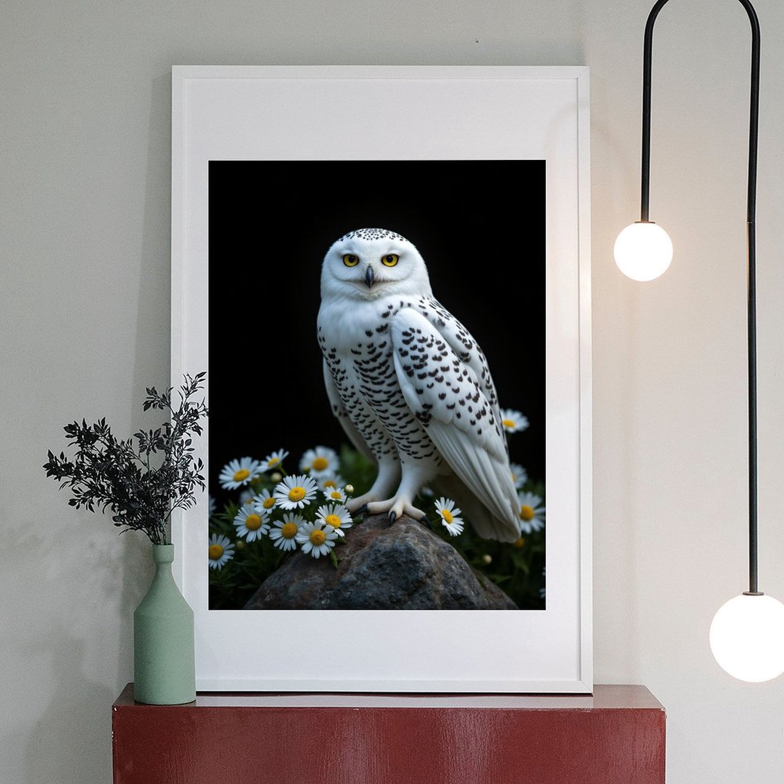 Diamond Art Kits for Adults - 5d Snowy Owl On Rock With Daisies Diamond Painting for Adults, Diamond Art for Adults Beginners, Diamond Painting Kits for Adults for Home Wall Decor