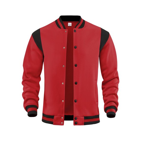 Lmnyox Baseball Jacket for Men Classic Casual Button Down Long Sleeve Sport Jacket Fleece Lined Outerwear
