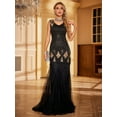 thumbnail image 3 of Black And Gold Sleeveless Sequin Mesh Maxi Dress Occasion Wear Dresses, 3 of 6