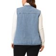 thumbnail image 3 of Agnes Orinda Plus Size Jeans Vests for Women Button Down V Neck Waistcoat Sleeveless Denim Vest 1X Grey Blue, 3 of 7