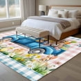 thumbnail image 4 of Blue Plaid Easter Area Rugs 5'x7', Washable Small Throw Rugs for Laundry Room Playroom, Truck Spring Floral Bunny Animals Indoor Outdoor Rug Non-Slip Low Pile Carpet Runner Reversible Floor Mats, 4 of 8