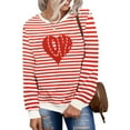 thumbnail image 6 of Craaazy Valentines Tops for Women Loose Striped Crew Neck Long Sleeve Shirts Gifts, 6 of 6