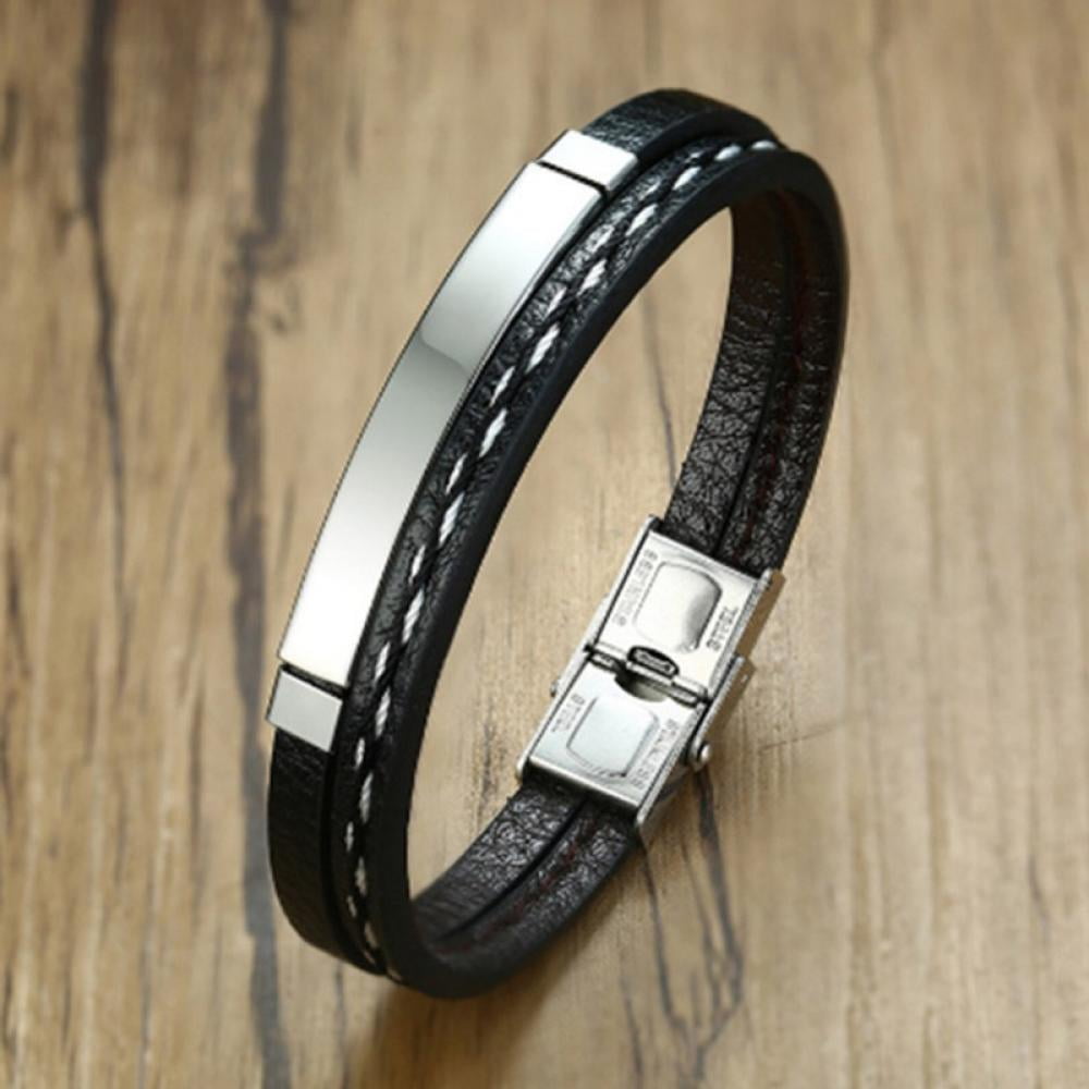 Men's Leather Bracelet Clasp Multi-Layer Braided Leather Men's