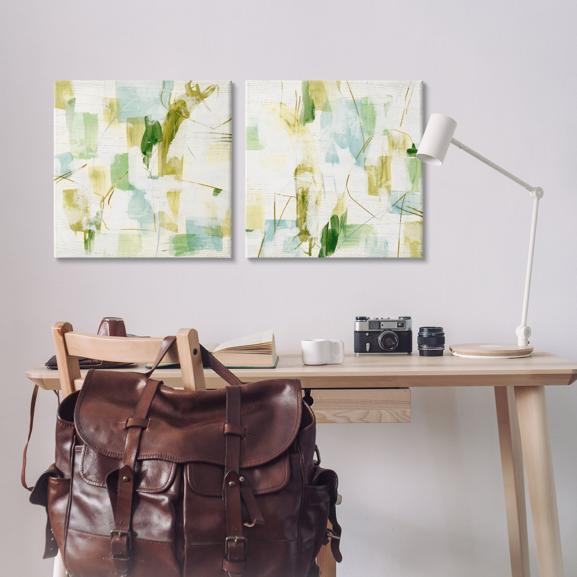 Stupell Industries Abstract Chaotic Patterns Abstract Painting Wrapped Canvas Art Print Wall Art, 24 x 24, Set of 2