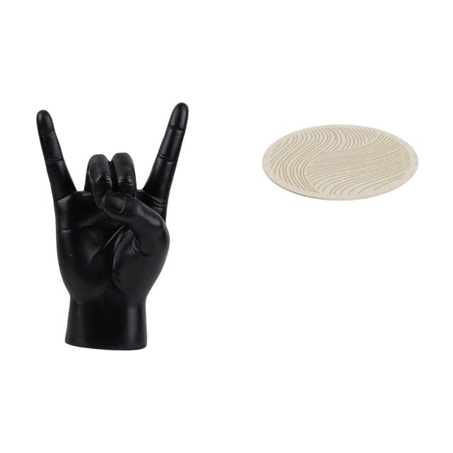Juego de estatuas de gestos de roca con escultura de de mano, alfombra redonda para entrada, alfombra de resina y poliéster, adecuada para decora