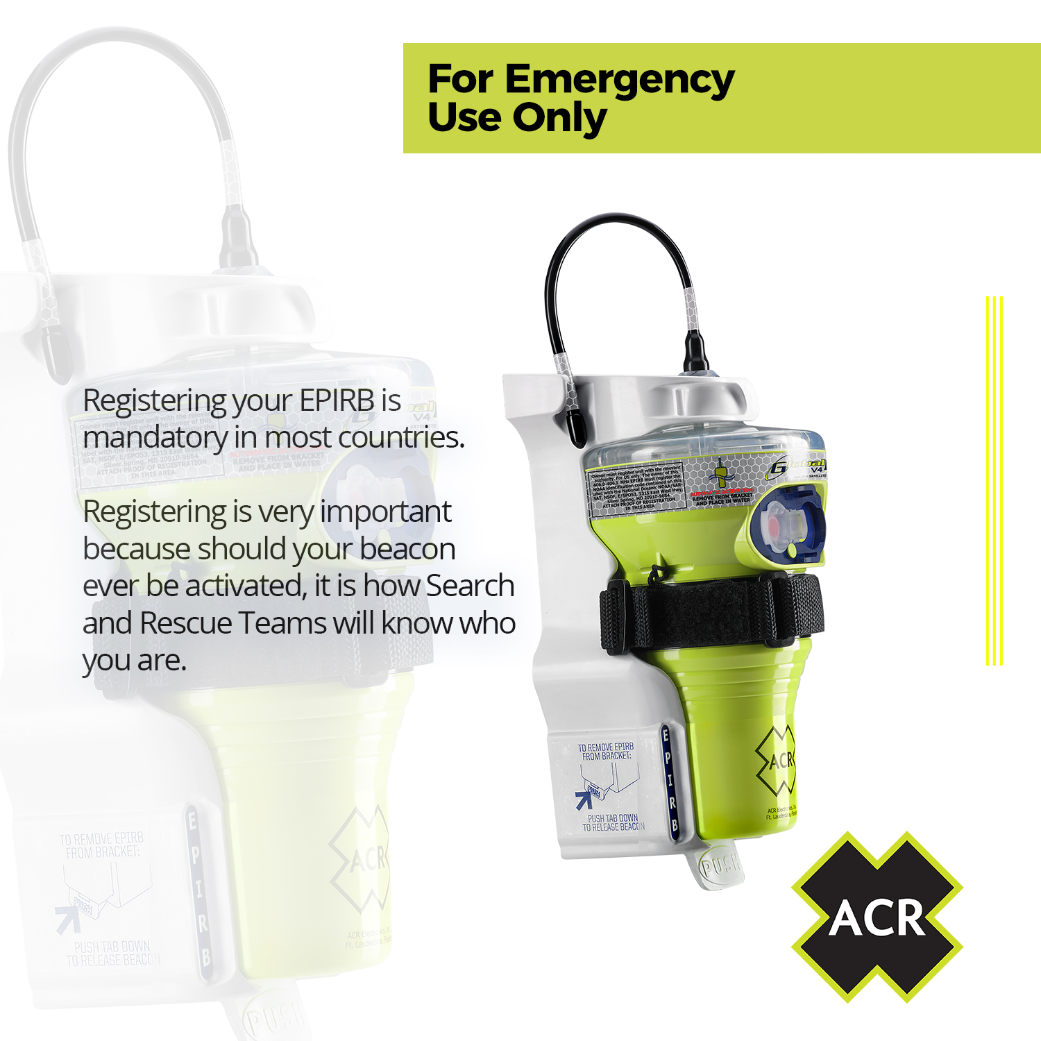ACR GlobalFix V4 GPS EPIRB W/ Manual Release (Category 2) | Emergency Distress Beacon | High Impact UV Resistant Emergency Position Indicating Radio Beacon - image 2 of 6
