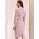 thumbnail image 4 of Conjunto de falda de traje de 2 piezas para mujer Blazer de manga larga informal de negocios y falda de tubo Rosa S, 4 of 6