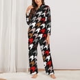 thumbnail image 6 of Rateoe Houndstooth Green Red Pattern Womens Pajamas Set Long Sleeve Sleepwear Button Down Nightwear Soft Cotton Pj Lounge Sets, 6 of 9