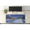 thumbnail image 2 of Christmas Computer Mouse Pad, Wooden Rustic Log Cottage Scenery in the Winter Season Warm Moonlight, Rectangle Non-Slip Rubber Mousepad X-Large, 35" x 15" Gaming Size, Blue White, by Ambesonne, 2 of 2
