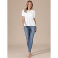 thumbnail image 4 of DARING DIVA Women's Crochet Knit Top Short Sleeve Crew Neck Eyelet Embroidery S White, 4 of 6