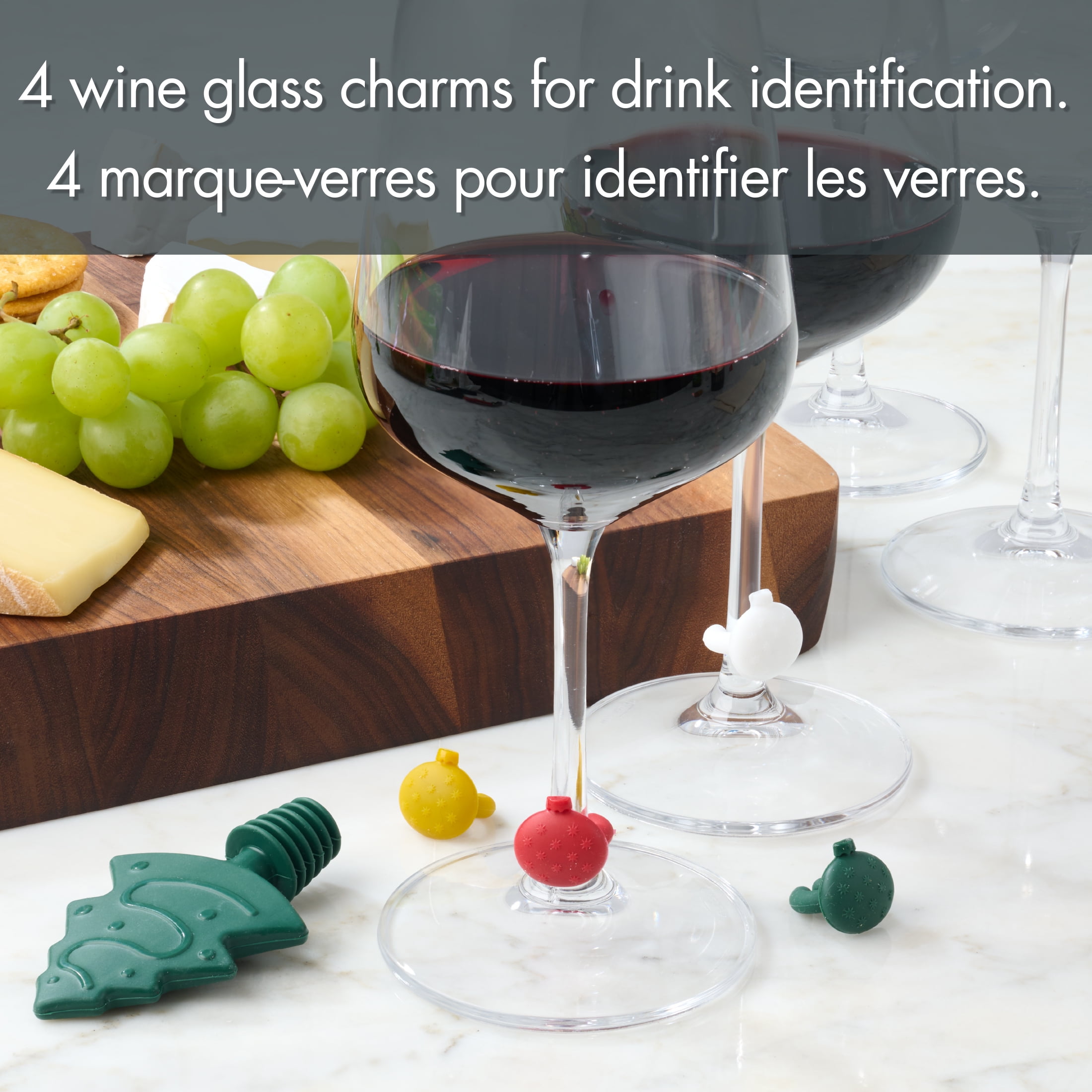 Holiday Time 5PC Wine Bottle Stopper and Glass Charms