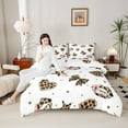 thumbnail image 4 of Homewish Teens Love Heart Stars Print Bedding Comforter Set 2pcs,Kawaii Bowknot Twin Comforter Sets Microfiber,Cheetah Print Polak Dots Breathable Bedding Set,Lightweight Room Decor,Reversible, 4 of 8