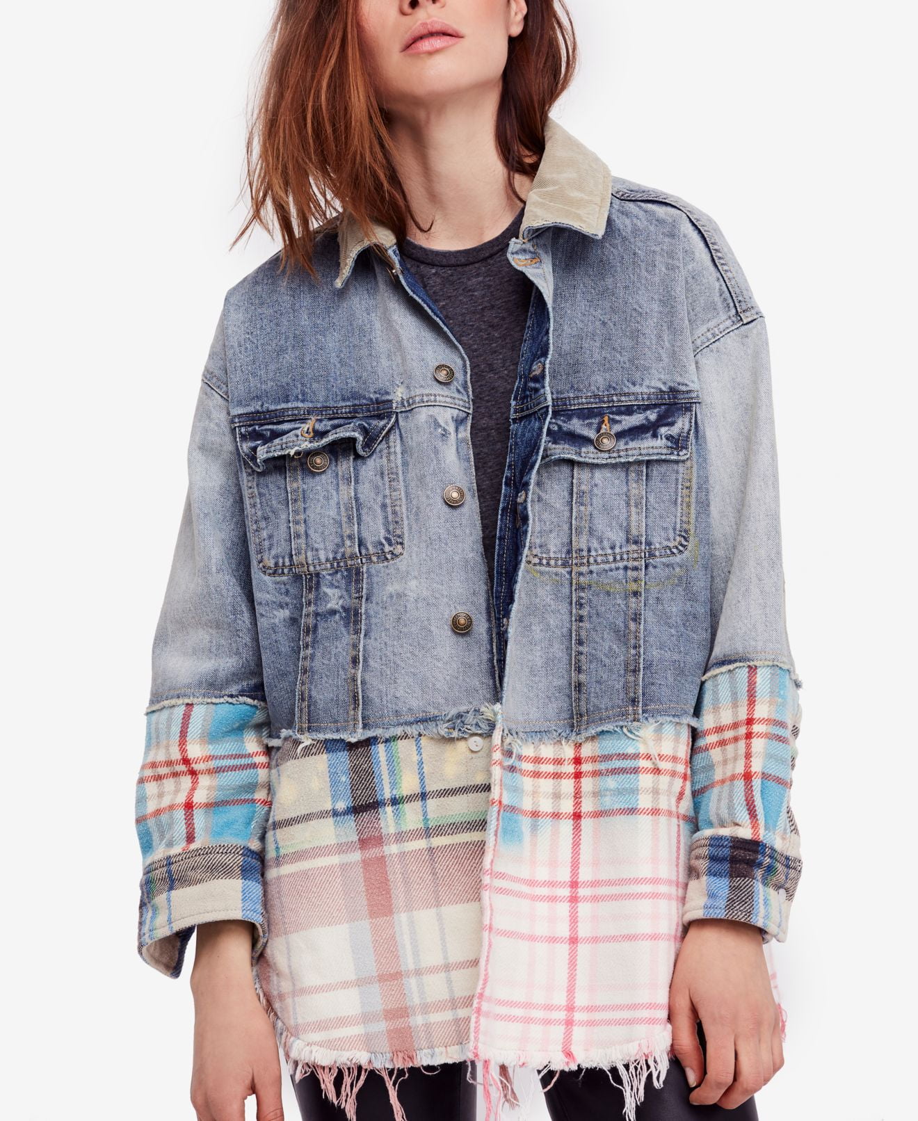 denim jacket with plaid