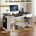 thumbnail image 6 of Office Desks 55" Modern Fluted Office Desk with Storage Cabinet & Drawers, Computer Writing Desk with Power Outlet, Pegboard and Keyboard Tray for Study, Living Room, Home Office, White,Home Office, 6 of 18