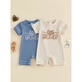 thumbnail image 3 of BemeyourBBs Newborn Baby Boy Little Brother Outfit Waffle Knit Romper Letter Embroidered Short Sleeve Crew Neck Jumpsuit Casual Infant Summer Spring Clothes, 3 of 9